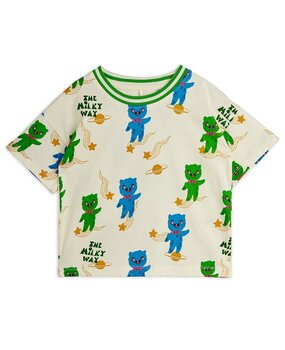 Mini Rodini Aliens aop ss tee off white