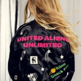 Mini Rodini United aliens unlimited satin baseball jacket