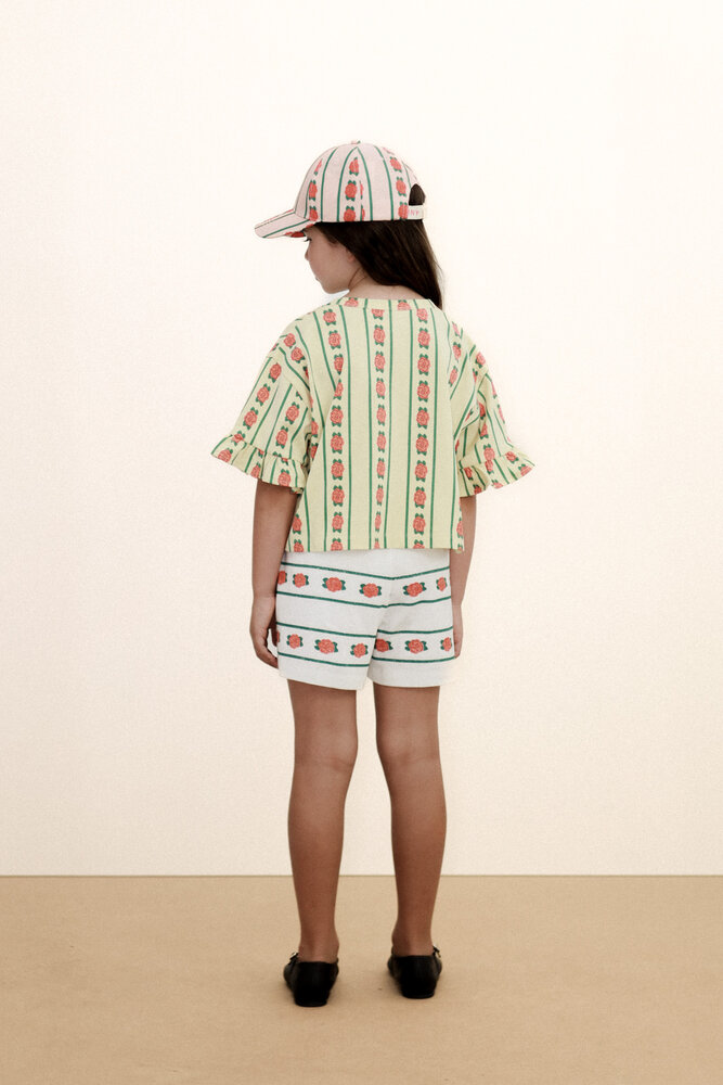 Tiny Cottons Rose Pattern Crop Tee dusty yellow