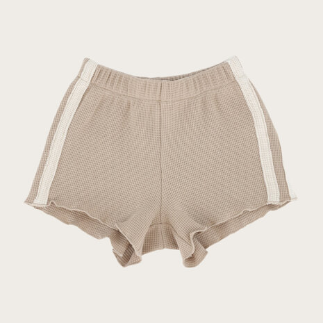 The Littlecuties short beige met witte bies