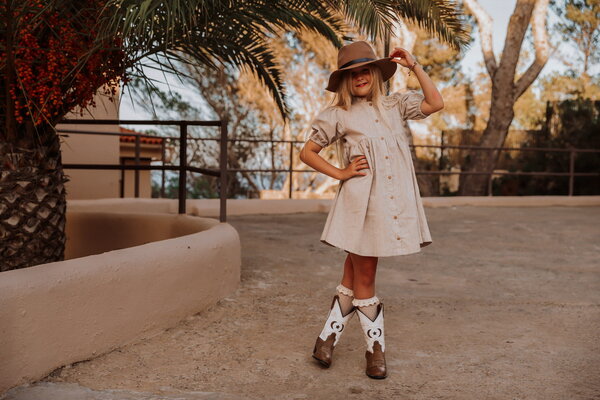 The Littlecuties DRESS VAYANA FLOWERS ECRU