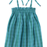 Piupiuchick Short dress w/ straps | blue & green checkered