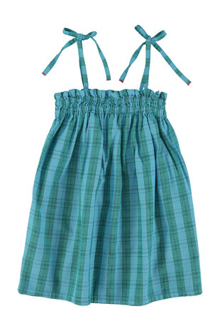 Piupiuchick Short dress w/ straps | blue & green checkered