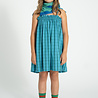Piupiuchick Short dress w/ straps | blue & green checkered