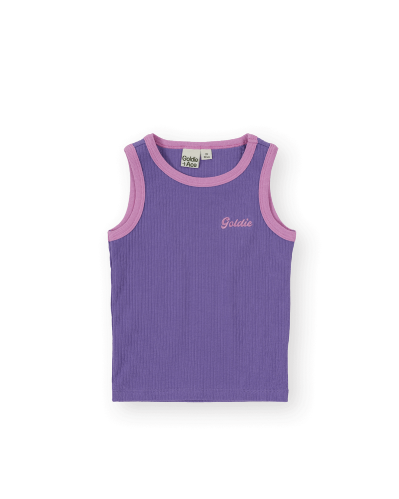 Goldie & Ace EMBROIDERED COLOUR POP RIB SINGLET PURPLE/PINK
