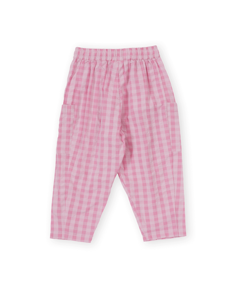 Goldie & Ace LIGHTWEIGHT GINGHAM KIT POCKET PANT PINK