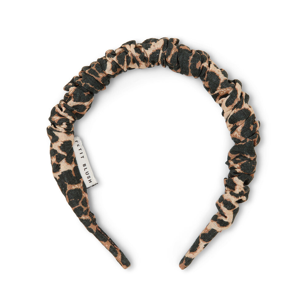 Petit Blush Smocked Headband Leopard