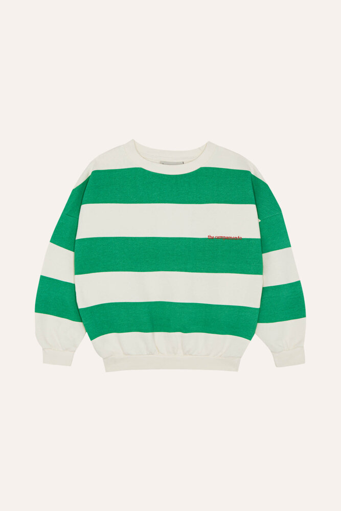 The Campamento sweater met strepen groen/wit