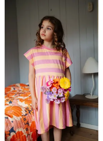 Petit Blush jurk met strepen - Stripe Dress Cashmere Rose Peach Cobbler