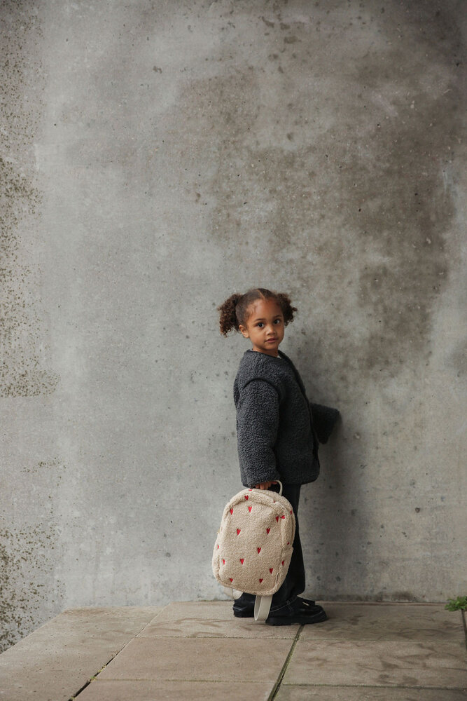 Studio Noos rugzak - Teddy Mini Backpack Ecru HEARTS