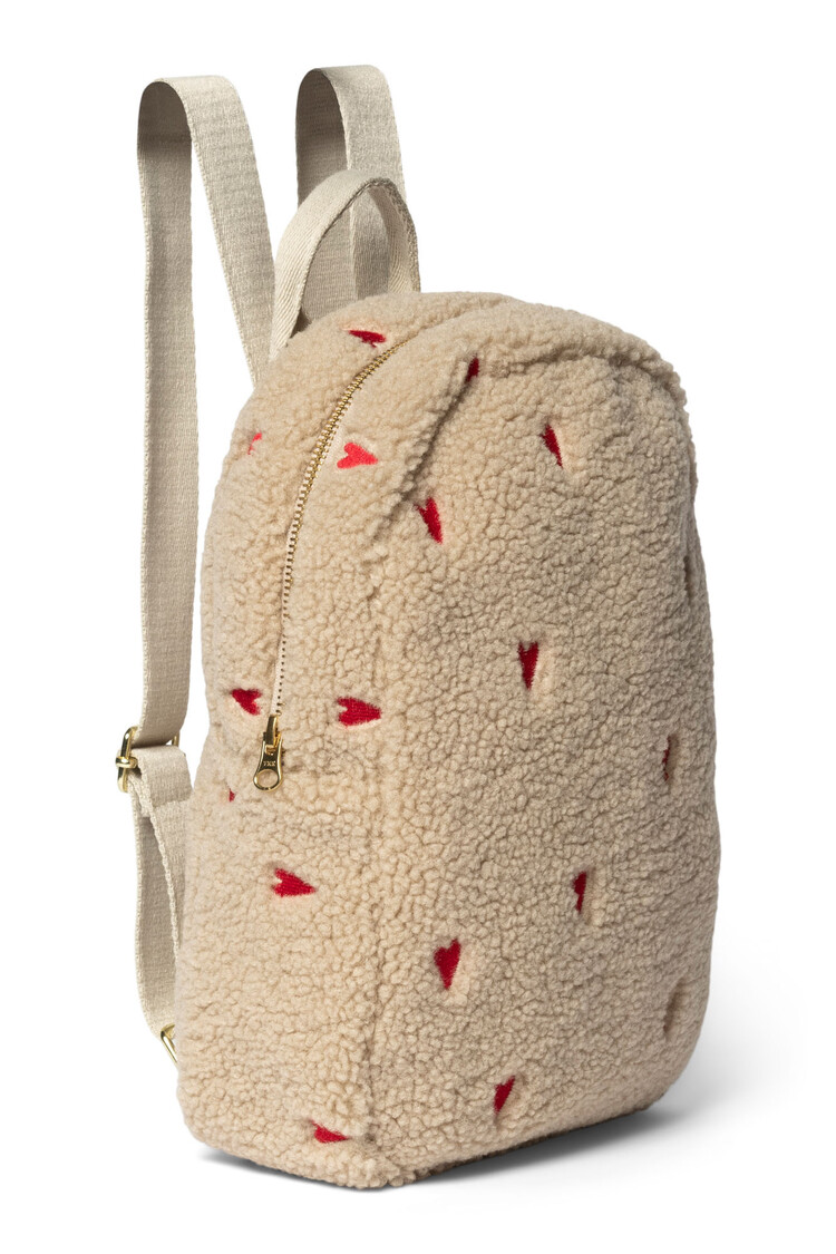 Studio Noos rugzak - Teddy Mini Backpack Ecru HEARTS