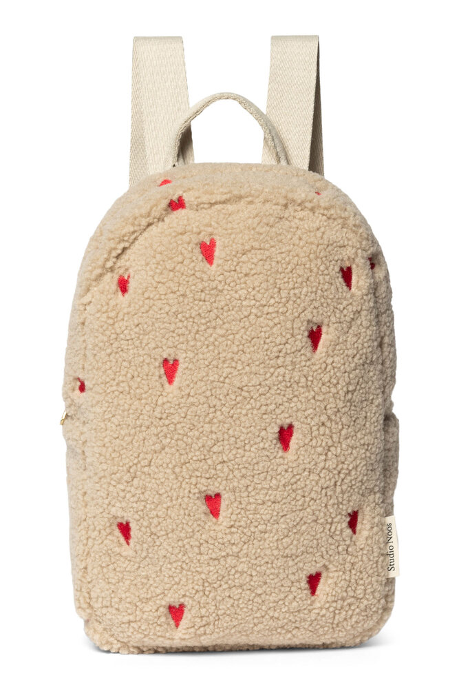 Studio Noos rugzak - Teddy Mini Backpack Ecru HEARTS