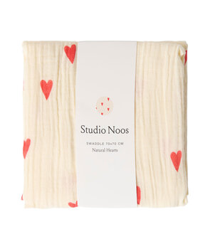 Studio Noos Swaddle Print Medium Beige Hearts