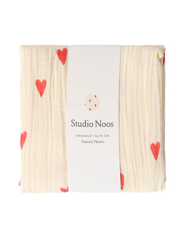 Studio Noos Swaddle Print Medium Beige Hearts