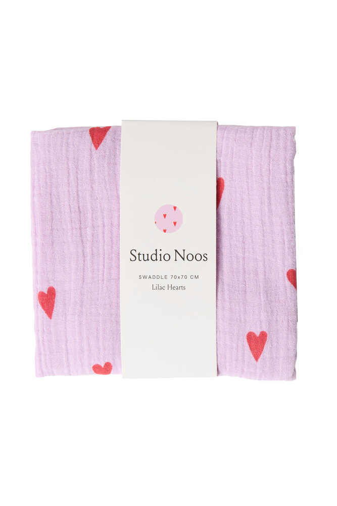 Studio Noos Swaddle Print Medium Purple Hearts
