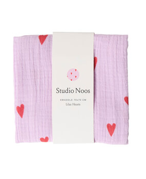 Studio Noos Swaddle Print Medium Purple Hearts