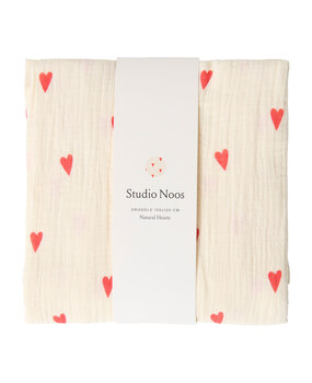 Studio Noos Swaddle Print Large Beige Hearts