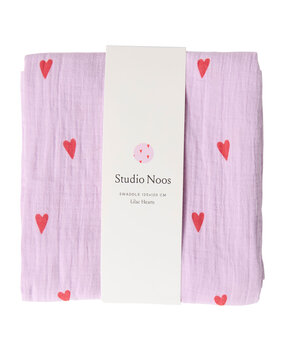 Studio Noos Swaddle Print Large Purple Hearts
