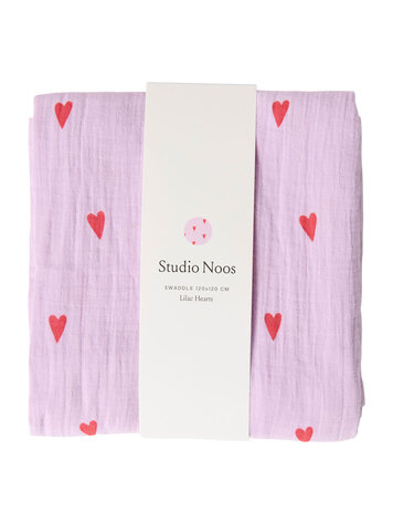 Studio Noos Swaddle Print Large Purple Hearts