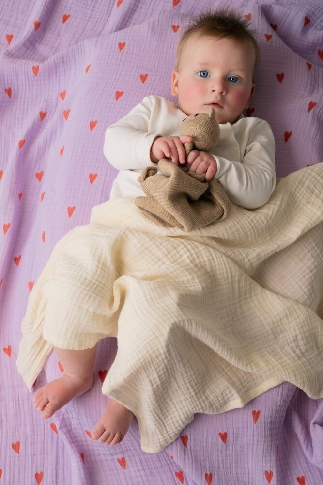 Studio Noos Swaddle Print Large Purple Hearts 120x120 cm