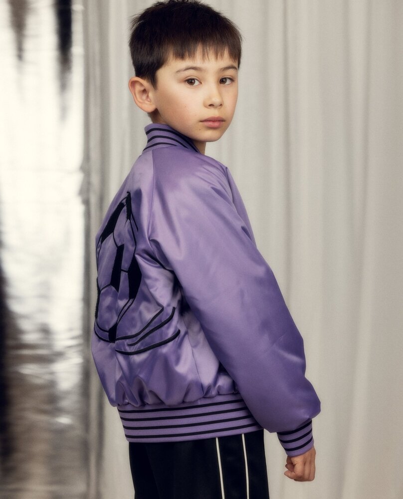 Mini Rodini Soccerball chenille satin bsb jacket purple Mini Rodini Soccerball chenille satin bsb jacket purple