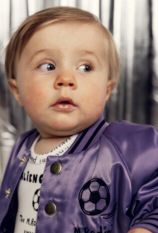 Mini Rodini Soccerball chenille satin bsb jacket purple Mini Rodini Soccerball chenille satin bsb jacket purple