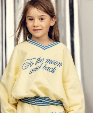 Mini Rodini To the moon emb sweatshirt yellow