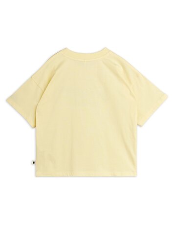 Mini Rodini zacht geel t-shirt To the moon and back
