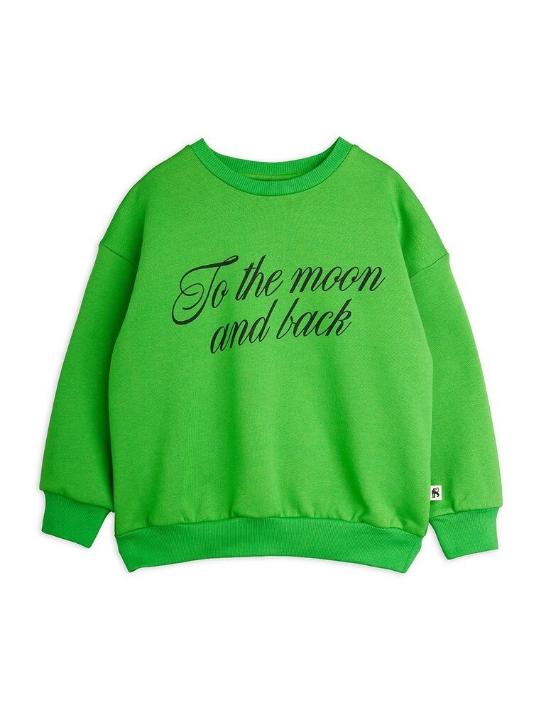 Mini Rodini groene sweater met print To the moon and back Mini Rodini groene sweater met print To the moon and back