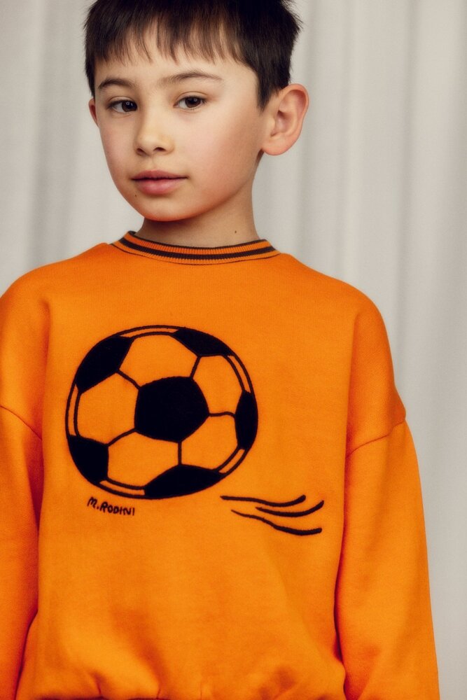 Mini Rodini Football chenille sweatshirt orange Mini Rodini Football chenille sweatshirt orange