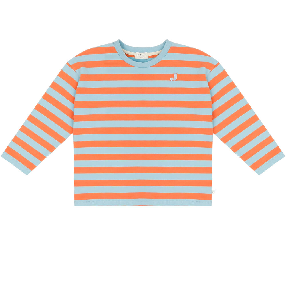 Jenest MOOS OVERSIZED LS SWEAT T-SHIRT ORANGE BLUE Jenest MOOS OVERSIZED LS SWEAT T-SHIRT ORANGE BLUE