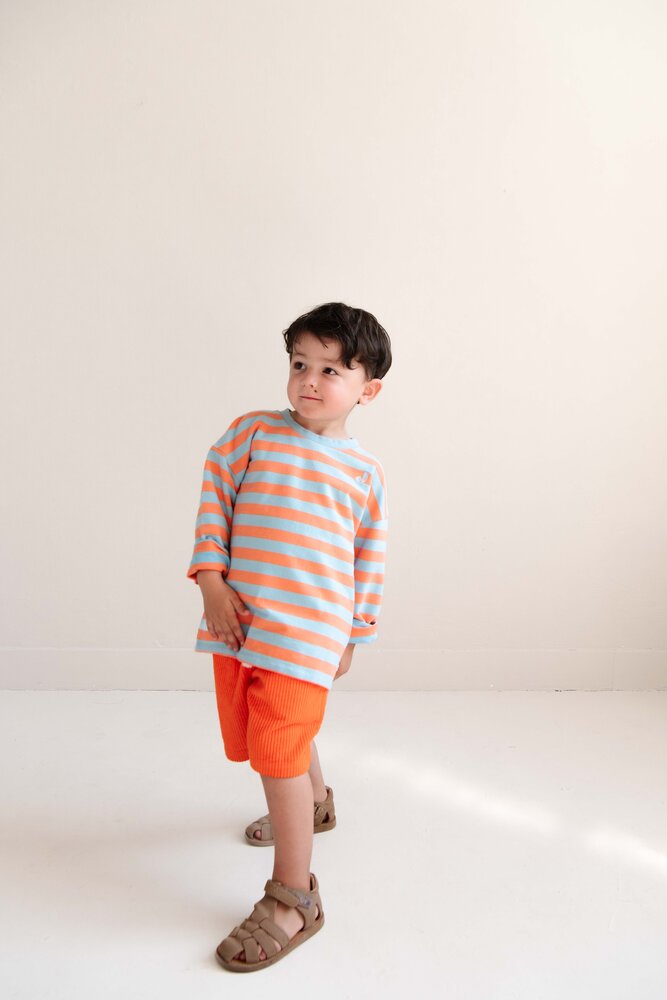 Jenest MOOS OVERSIZED LS SWEAT T-SHIRT ORANGE BLUE Jenest MOOS OVERSIZED LS SWEAT T-SHIRT ORANGE BLUE