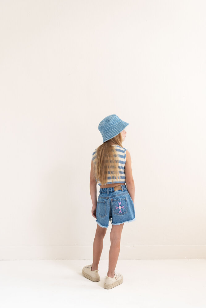 Jenest EVE SLEEVELESS T- SHIRT  WATER BLUE OFF WHITE STRIPE