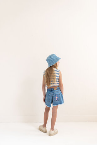 Jenest EVE SLEEVELESS T- SHIRT  WATER BLUE OFF WHITE STRIPE