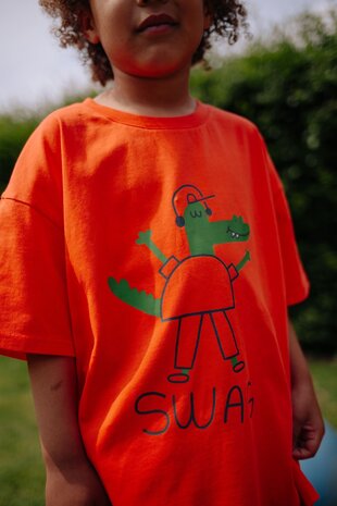 Daily Brat oranje t-shirt met krokodillenprint