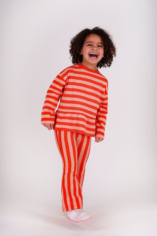 The New Chapter D602-5610 Flared Pants Nena Red Pink Stripes