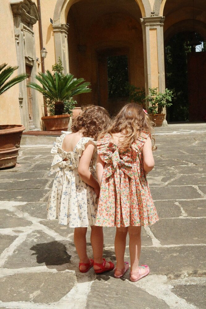 Konges Slojd zomerjurk met bloemenprint in wit en blauw