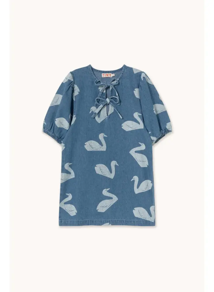 Tiny Cottons Big Swans Dress medium wash denim