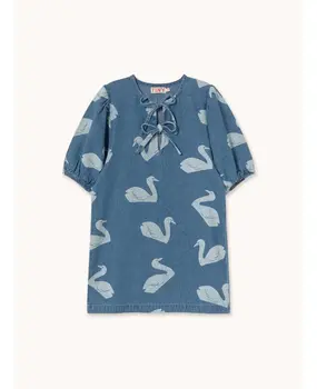 Tiny Cottons Big Swans Dress medium wash denim
