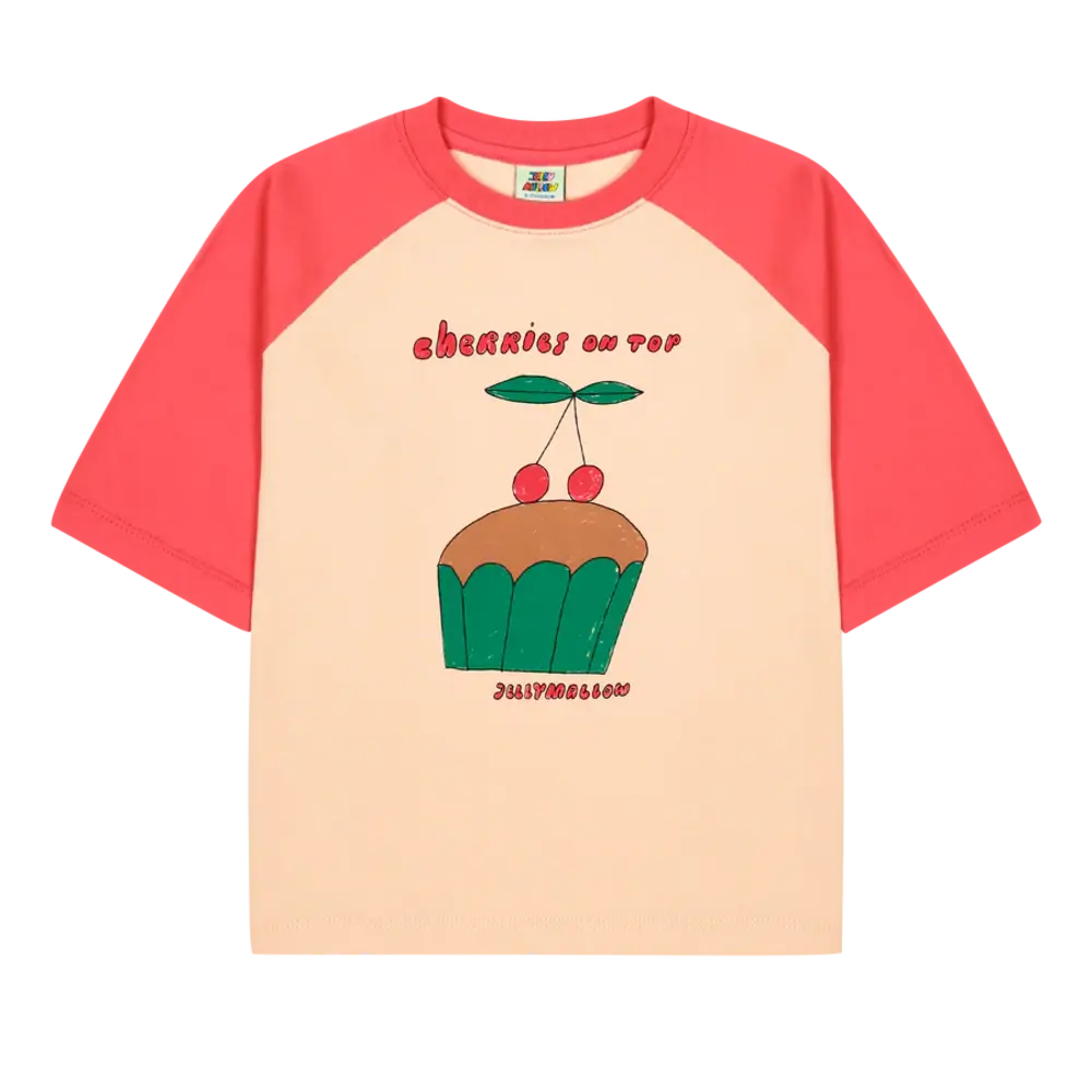 Jelly Mallow Cherry Cupcake Raglan T-Shirt