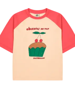 Jelly Mallow Cherry Cupcake Raglan T-Shirt