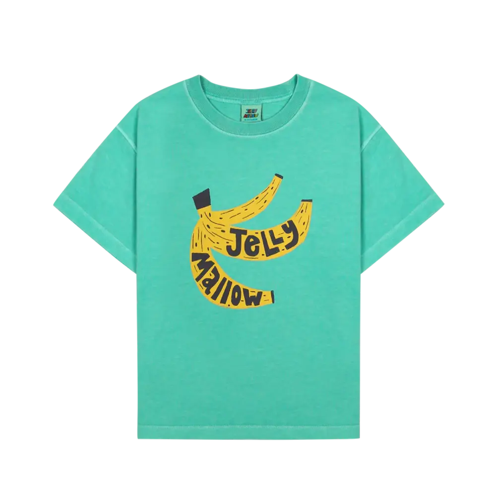 Jelly Mallow groen t-shirt met banaan en logo print