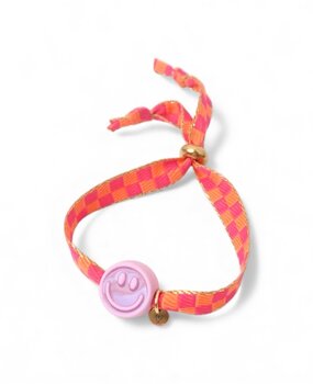 Love Issue Armband Happy Smiley 2.0 - Purple Checked Orange