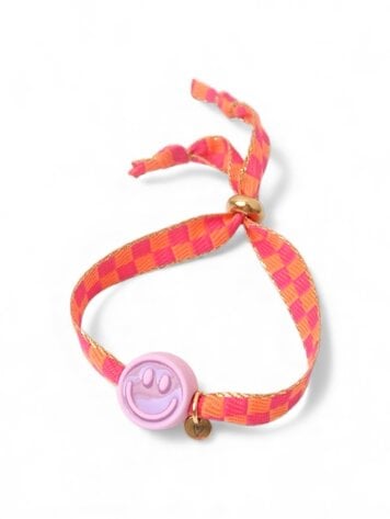 Love Issue Armband Happy Smiley 2.0 - Purple Checked Orange