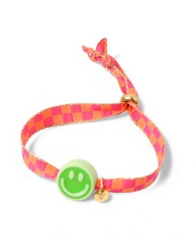 Love Issue Armband Happy Smiley 2.0 - Green Checked Orange