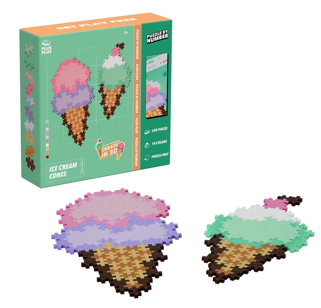 Plus Plus Puzzle By Number Ice Cream Cones 250ST Plus Plus Puzzle By Number Ice Cream Cones 250ST