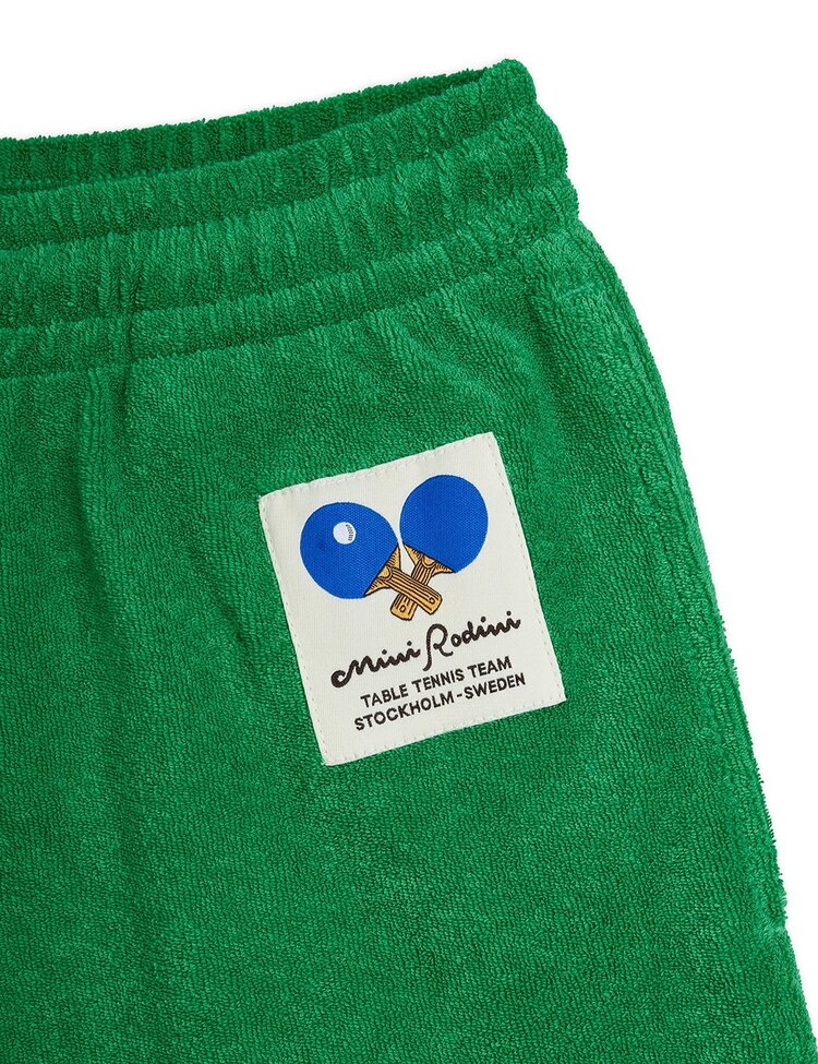 Mini Rodini Table tennis patch terry shorts green