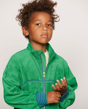 Mini Rodini Table tennis patch terry cardigan green
