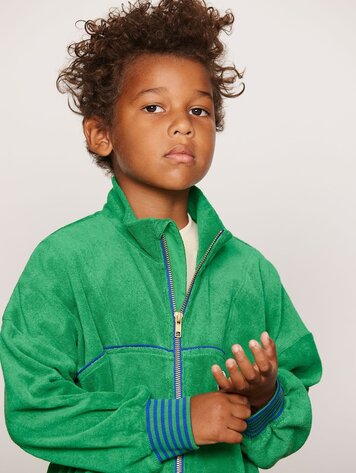 Mini Rodini Table tennis patch terry cardigan green