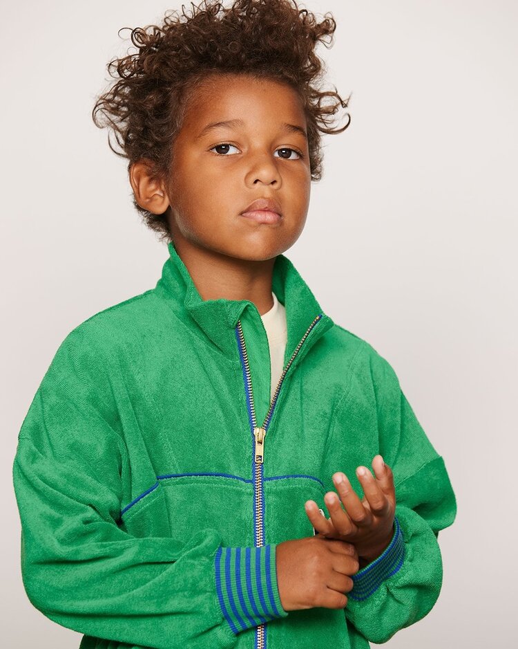Mini Rodini Table tennis patch terry cardigan green